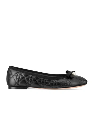 Dior Logo Ballet Shoes In Black