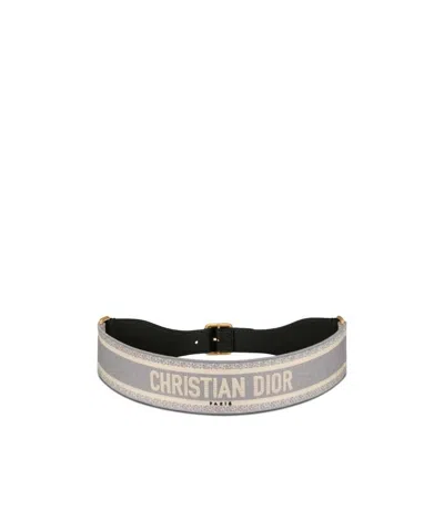 Dior Logo Belt In Gray