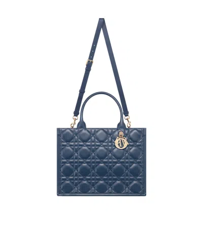 Dior Logo Book Tote Crossbody Bag In Blue