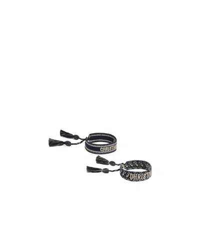Dior Logo Bracelet Set In Black