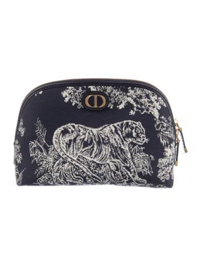 Pre-owned Dior Logo Branded Cosmetic Bag In Blue