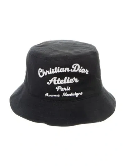 Pre-owned Dior Logo Bucket Hat In Black