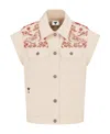 Dior Logo Button Denim Vest In White