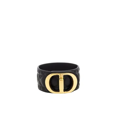 Dior Logo Leather Bracelet In Black