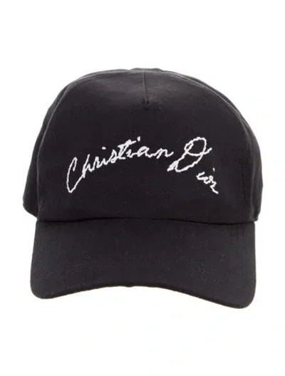 Pre-owned Dior Logo Canvas Baseball Hat In Blue