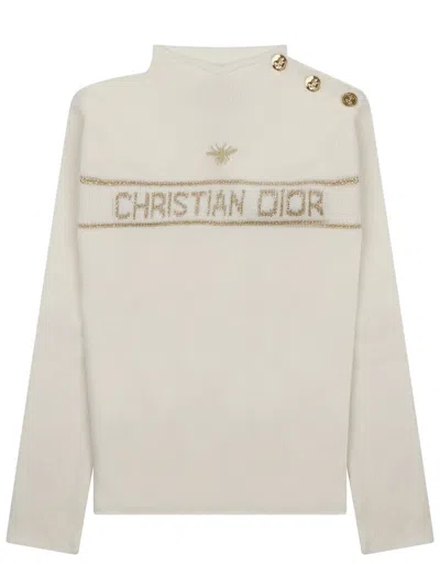 Dior Logo Cashmere Sweater In Neutral