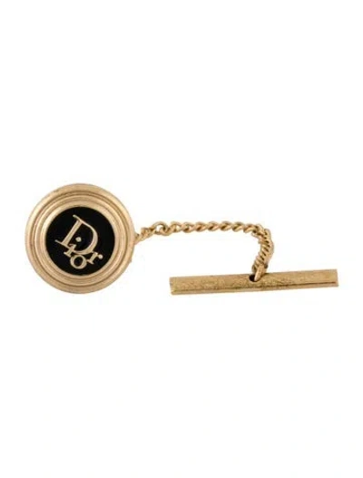 Pre-owned Dior Logo Chain Pin Brooch In Multi