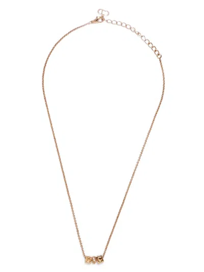 Pre-owned Dior Logo-charm Chain Necklace In Gold