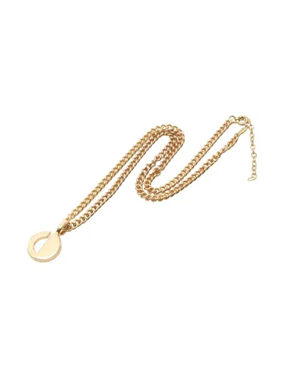 Pre-owned Dior Logo-charm Necklace In Gold