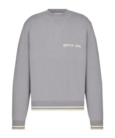 Dior Logo Detail Sweater In Gray