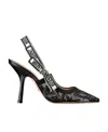 Dior Black Leather Butterfly Slingback Pumps For Women In Black