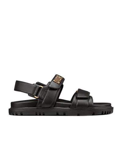 Dior Logo Details Sandals In Black