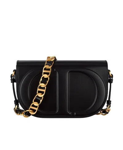 Dior Logo Details Shoulder Bag In Black