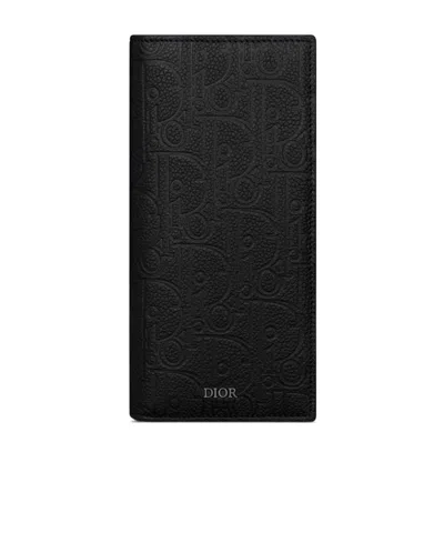 Dior Logo Double Fold Wallet In Black