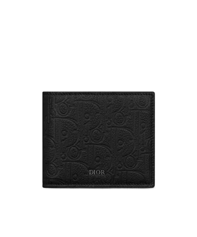 Dior Logo Double Fold Wallet In Black