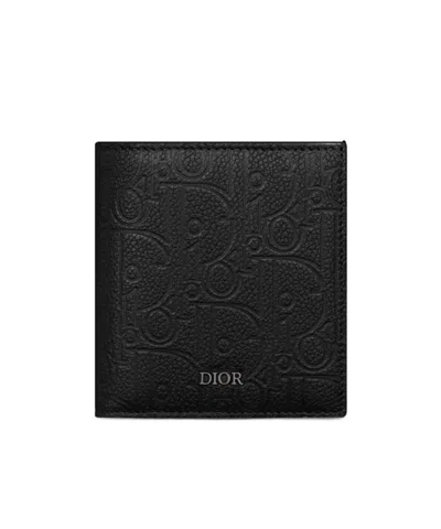 Dior Logo Double Fold Wallet In Black