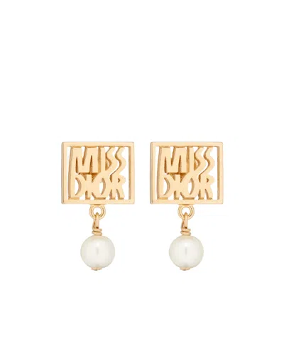 Dior Logo Earrings In Yellow