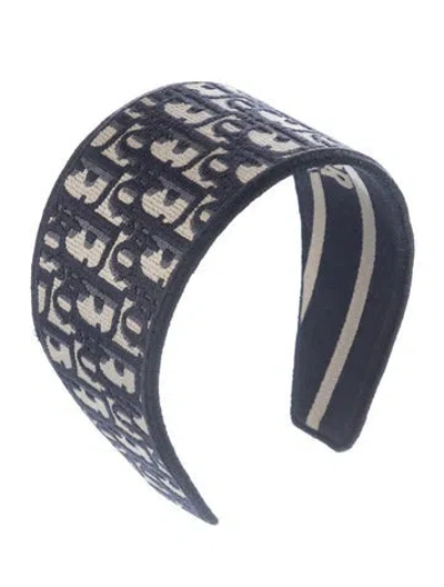 Pre-owned Dior Logo Embroidered Headband In Blue