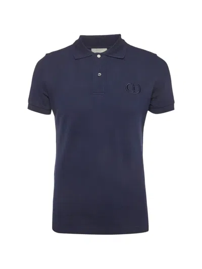 Pre-owned Dior Logo Embroidered Polo Shirt In Blue