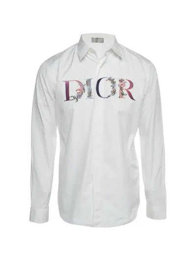 Pre-owned Dior Logo Embroidered Poplin Shirt In White