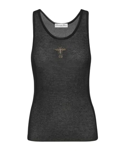 Dior Logo Embroidered Vest In Black