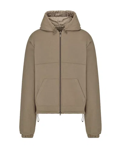 Dior Logo Embroidered Zip-up Jacket In Nude
