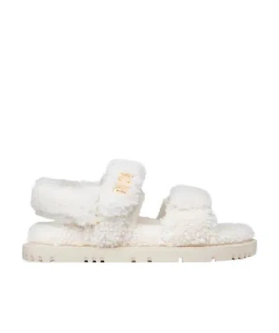 Dior Logo Flat Sandals In White