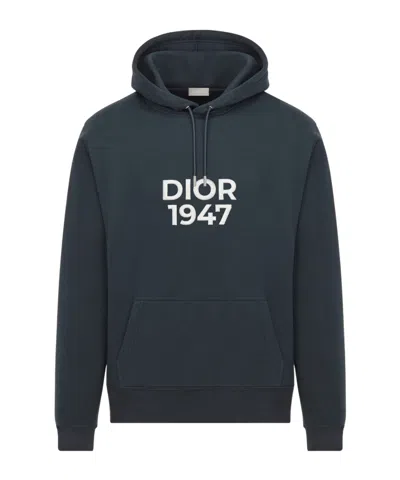 Dior Logo Hooded Sweater In Blue