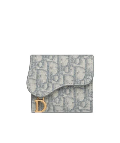 Dior Logo Jacquard Saddle Purse In Gray