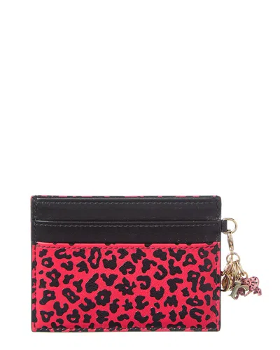 Dior Logo Leather Card Case In Red