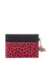 Dior Logo Leather Card Case In Red