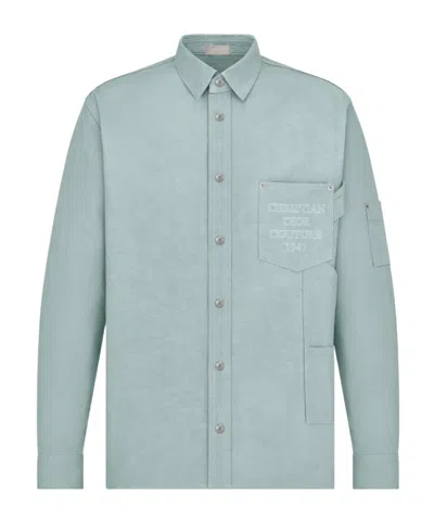 Dior Logo Long-sleeved Shirt In Blue