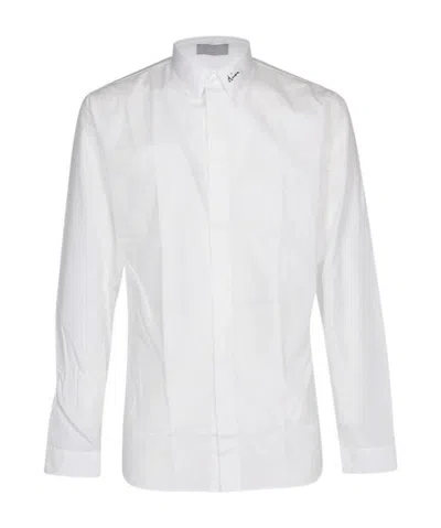 Dior Logo Long-sleeved Shirt In White