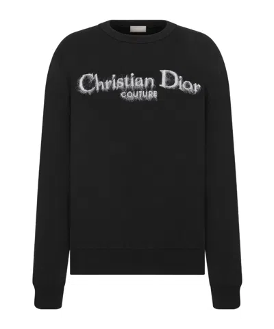 Dior Logo Long-sleeved Sweater In Black