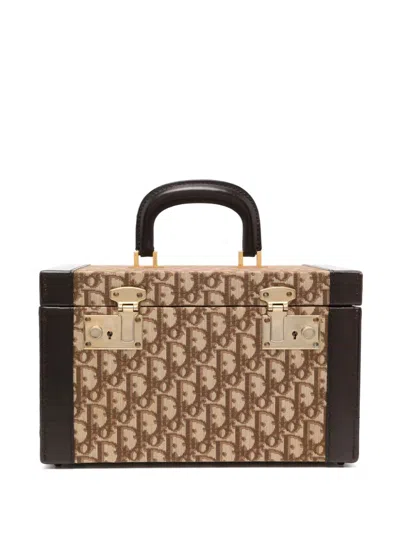 Pre-owned Dior Logo Mania Vanity Travel Trunk Case In Brown