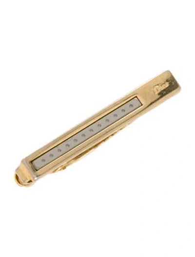 Pre-owned Dior Logo Metal Clip Tie In Gold