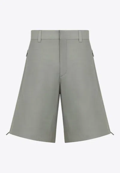 Dior Logo-patch Bermuda Shorts In Gray