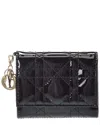 Dior Logo Patent Card Case In Black
