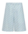 Dior Logo Pattern Silk Shorts In Blue