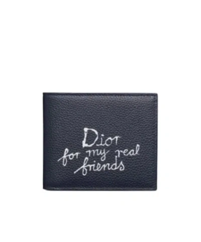 Dior Logo Pattern Wallet In Black