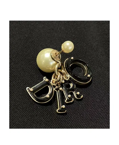 Dior Logo Pendant Earrings In Black