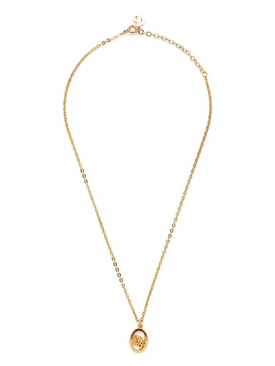 Pre-owned Dior Logo-pendant Necklace In 金色