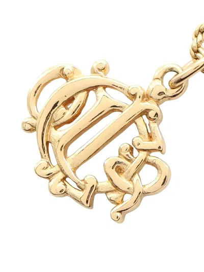 Pre-owned Dior Logo-pendant Necklace In Gold