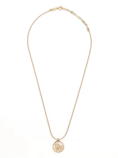 Pre-owned Dior Logo Pendant Necklace In Gold