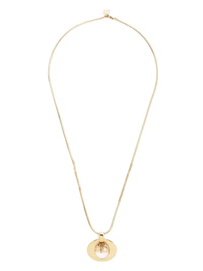 Pre-owned Dior Logo-pendant Necklace In Gold