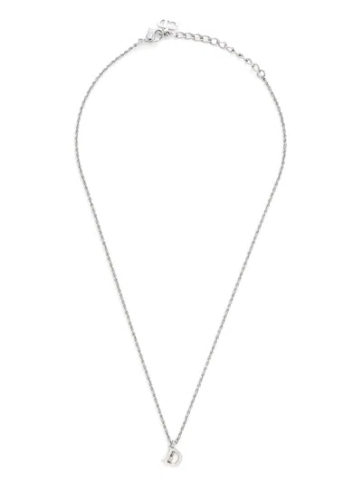 Pre-owned Dior Logo-pendant Necklace In Silver