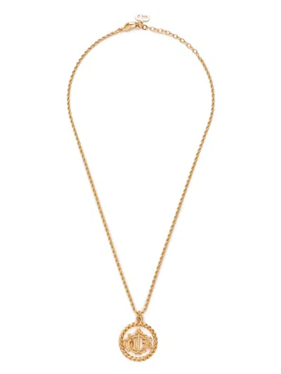 Pre-owned Dior Logo Pendant Necklace In Silver