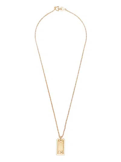 Pre-owned Dior Logo-plaque Pendant Necklace In Gold