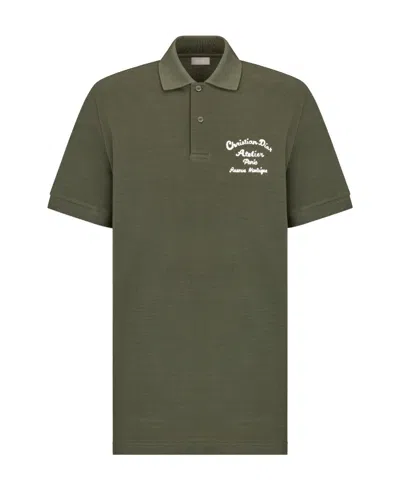 Dior Logo Polo Shirt In Green