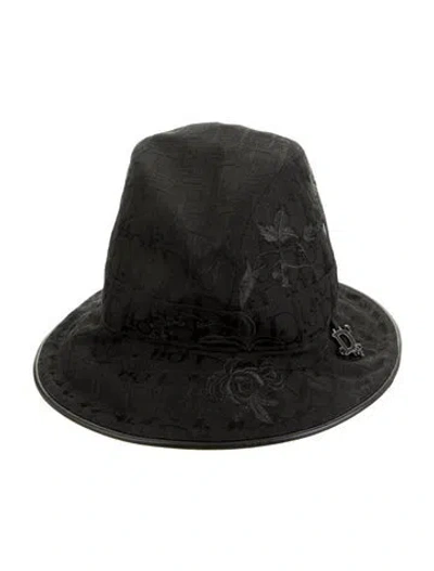 Pre-owned Dior Logo Print Bucket Hat In Black